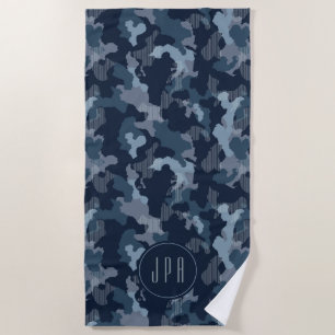 Serviette De Plage Camo bleu de la marine Motif militaire de minuit M