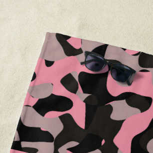 Serviette De Plage Camo rose et noir