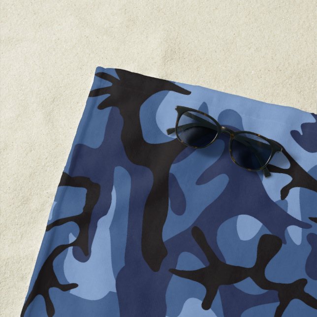Serviette De Plage Camouflage Bleu Marine, Militaire, Armée (En situation)