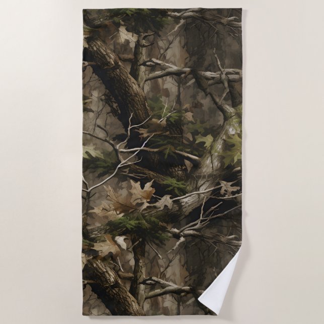 Serviette De Plage Camouflage d'arbre réel (Devant)