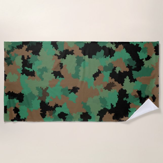 Serviette De Plage Camouflage de la jungle verte de l'armée Design Mo (Devant)