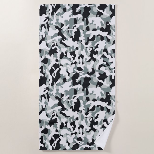 Serviette De Plage Camouflage Poussière de Neige  (Devant)
