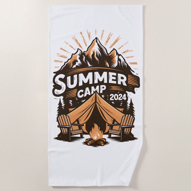 Serviette De Plage Camp d'été 2024 Vacances de camping d'été Correspo (Devant)