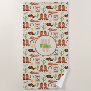 Serviette De Plage Campagne Boots Cowboy Stick Horse Désert Ouest