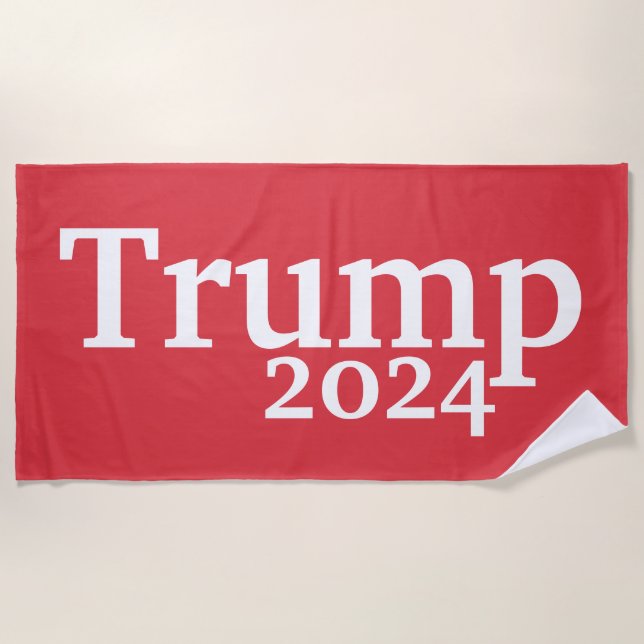 Serviette De Plage Campagne présidentielle Trump 2024 rouge et blanch (Devant)