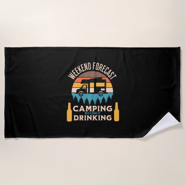 Serviette De Plage Camping Bière Avec Bière Anniversaire (Devant)