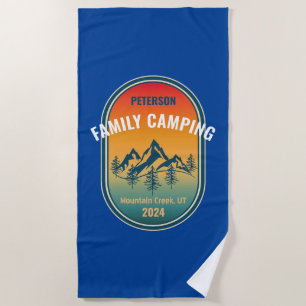 Serviette De Plage Camping familial sur mesure Vintage Sunset Adventu