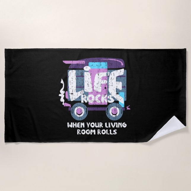 Serviette De Plage Camping - La vie est géniale (Devant)