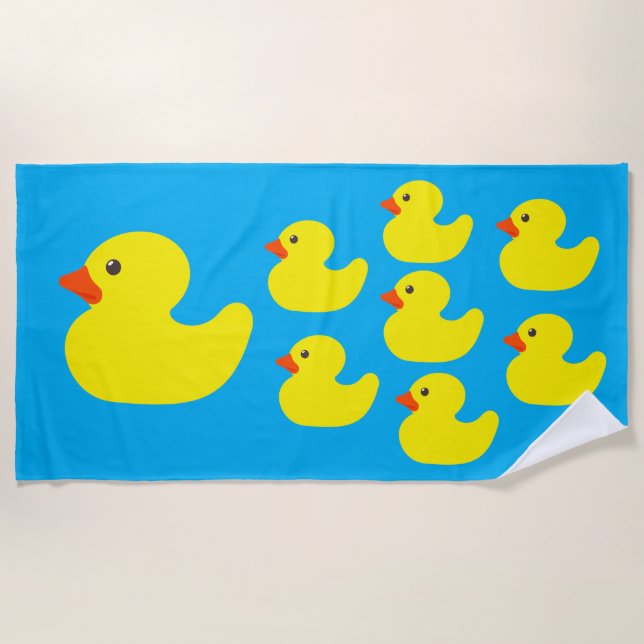 Serviette de plage Canard Maman et Canards en Caou (Devant)