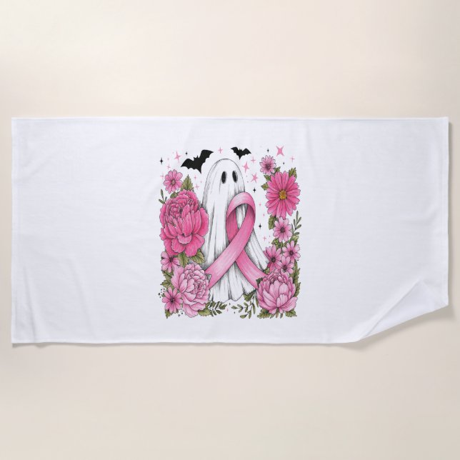 Serviette De Plage Cancer du sein Halloween Ghost Boho (Devant)