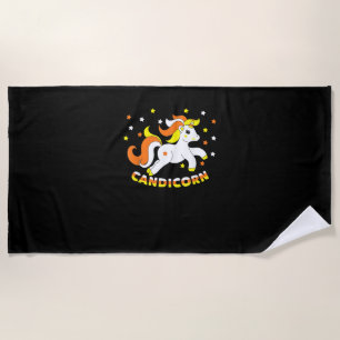 Serviette De Plage Candicorn Mignon Licorne Halloween Maïs en Bonbons