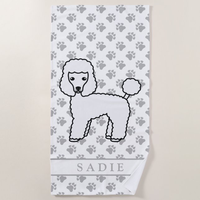 Serviette De Plage Caniche jouet blanc Chien de dessin animé mignon & (Devant)