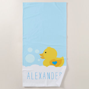Serviette De Plage Caoutchouc En Caoutchouc Avec Coeur Bleu