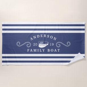 Serviette De Plage Capitaine de bateau de navigation bleu marine pour
