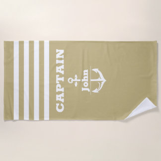 Serviette De Plage Capitaine de marine personnalisée avec nom personn