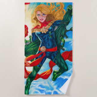 Serviette De Plage Capitaine Marvel ~ Carol Danvers