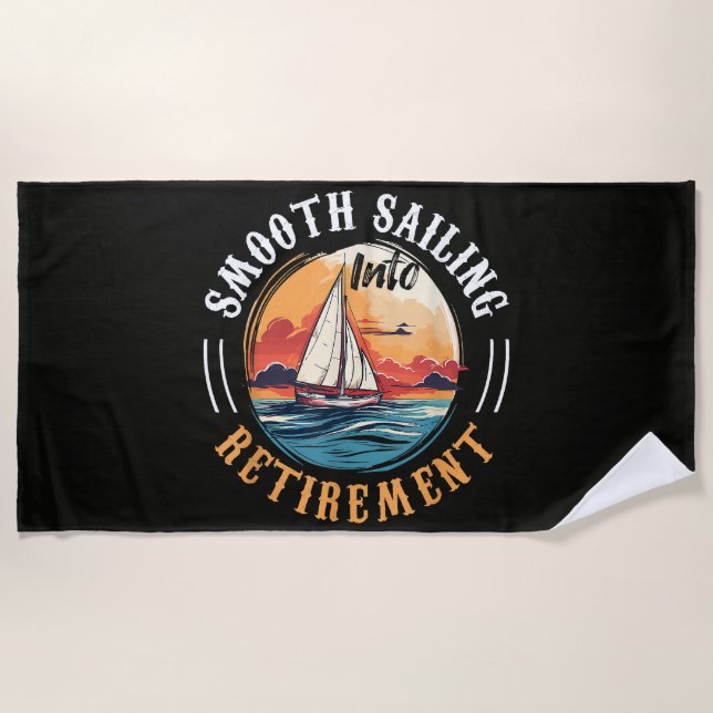 Serviette De Plage Capitaine navigation tranquille en retraite (Devant)