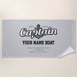 Serviette De Plage Capitaine personnalisé Name Boat Year et plus