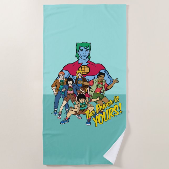 Serviette De Plage Captain Planet Group Graphic - La Puissance Est À  (Devant)
