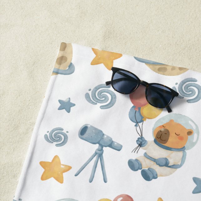 Serviette De Plage Capybara Astronaut Motif Beach Towne (En situation)