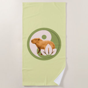 Serviette De Plage Capybara Zen Yin Yang Nature Paisible