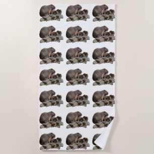 Serviette De Plage Capybaras De Mère Et De Bébé,
