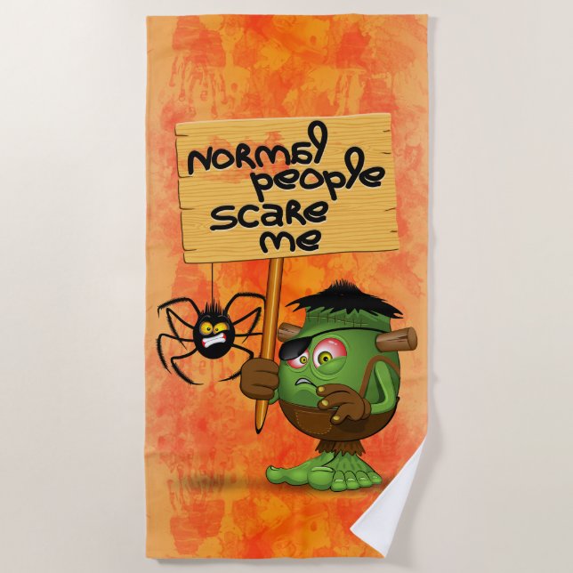 Serviette De Plage Caractère Frankenstein de 'Normal People Scare Me' (Devant)