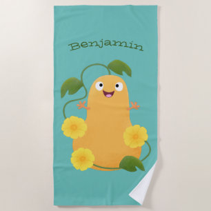Serviette De Plage Caricature citrouille gourde en beuret joyeux