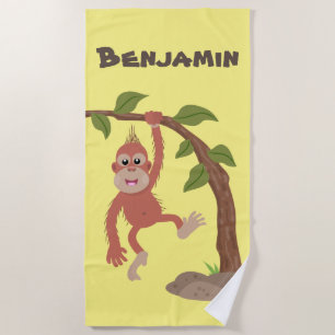 Serviette De Plage Caricature de bébé orangoutan joyeux