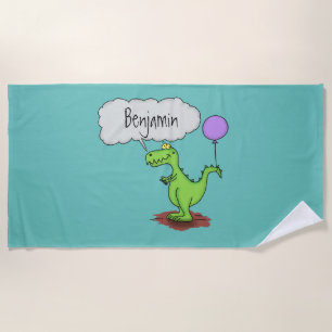Serviette De Plage Caricature de dragon dragon drôle et vert respiran