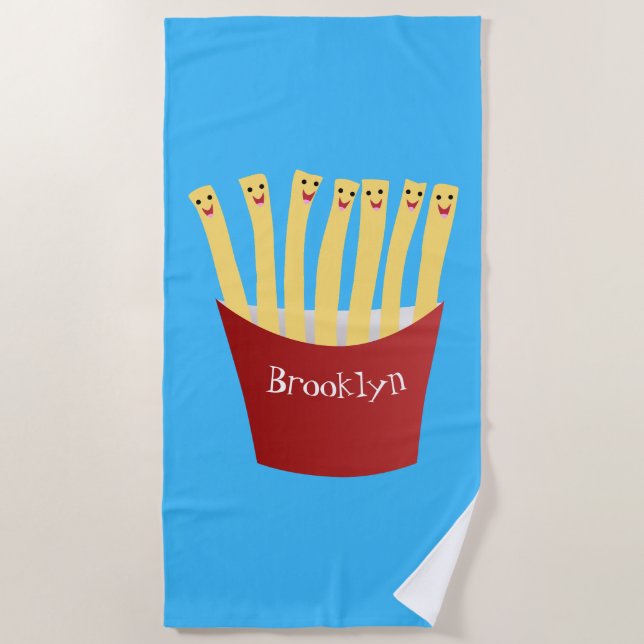 Serviette De Plage Caricature de frites Cute kawaii fast food (Devant)