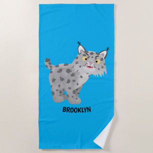 Serviette De Plage Caricature de lynx de lynx de lynx