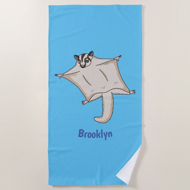 Serviette De Plage Caricature de planeur de sucre volant mignon (Devant)
