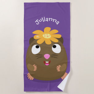 Serviette De Plage Caricature joyeuse de cobaye mignonne