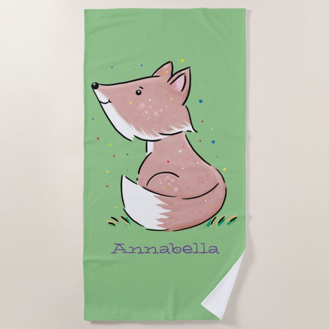Serviette De Plage Caricature pour bébé renard (Devant)