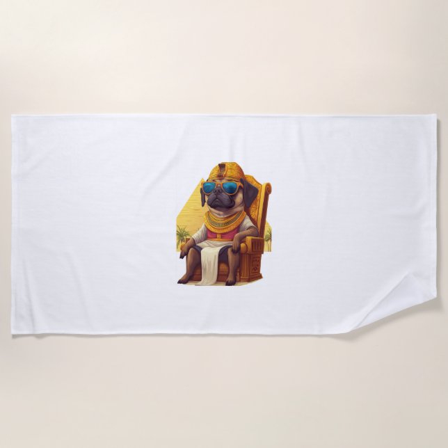 Serviette De Plage Carlin pharaon - Chien d'Egypte antique (Devant)