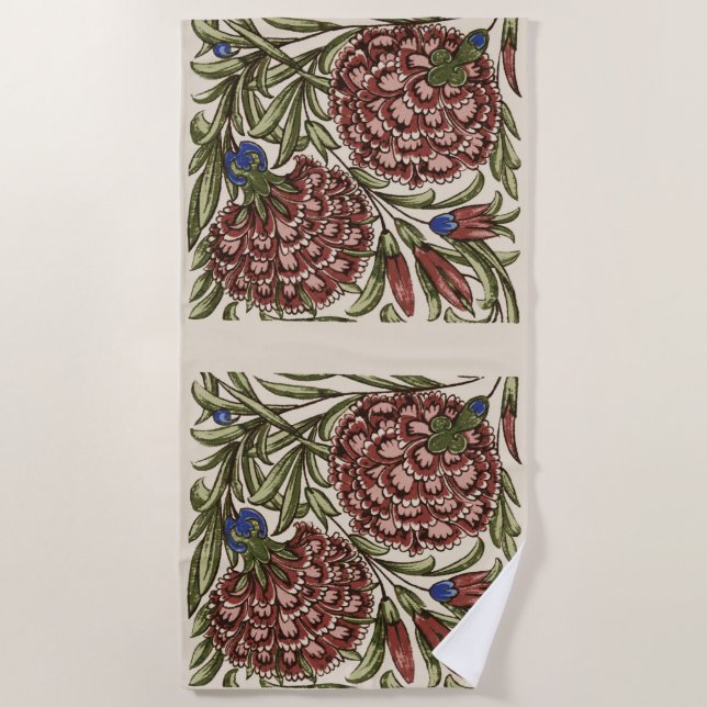 Serviette De Plage Carnation Carrelage Fleur Antique Art Rustique (Devant)
