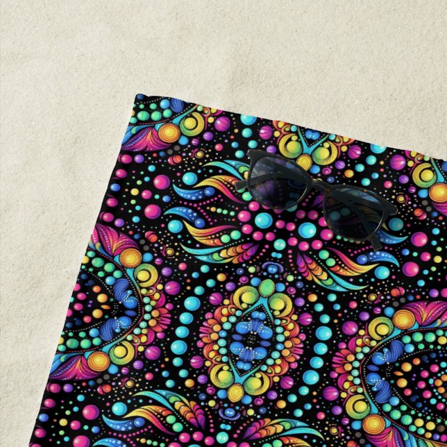 Serviette De Plage Carnaval Arc-en-ciel (En situation)