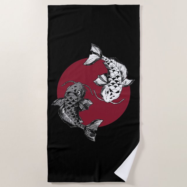Serviette De Plage Carpe Koi Japonaise Cercle (Devant)