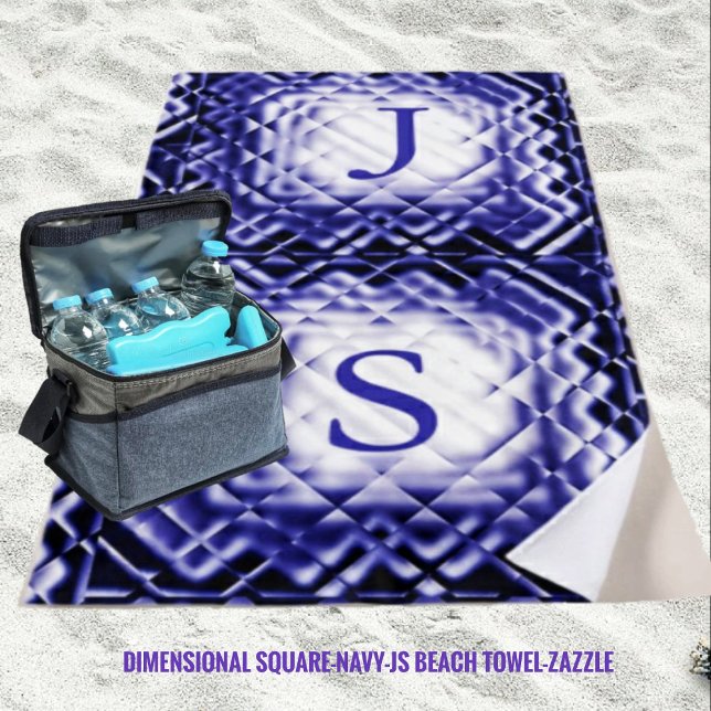 Serviette De Plage Carré dimensionnel - Navy-JS (Créateur téléchargé)