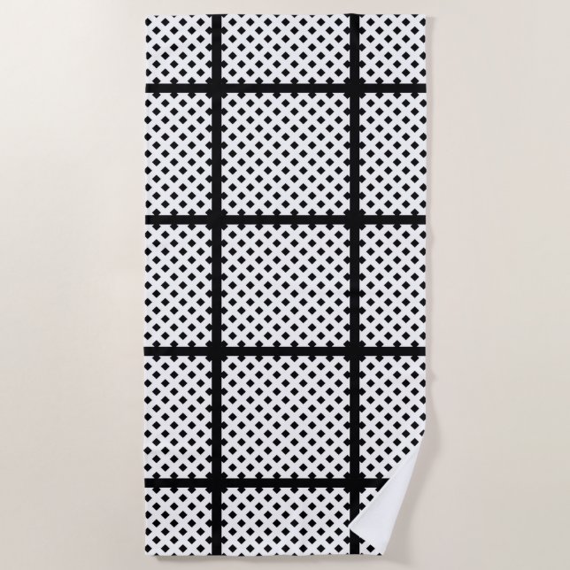 SERVIETTE DE PLAGE CARRÉ NOIR TENDANCE  (Devant)