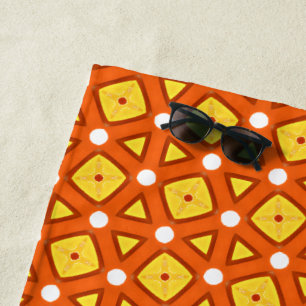 Serviette De Plage Carré orange et triangle motif rétro naïf
