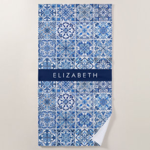 Serviette De Plage Carreaux méditerranéens, Portugais, Azulejo, Votre