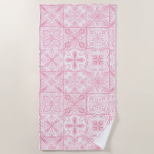 Serviette De Plage Carreaux ornés en rose