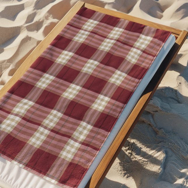 Serviette De Plage Carreaux Rouges et Beiges Classiques (Créateur téléchargé)