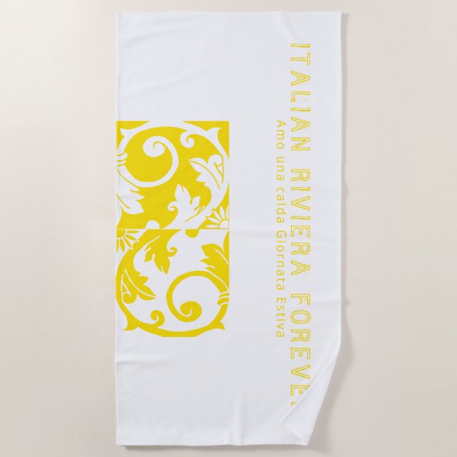 Serviette De Plage Carrelage italien bleu jaune tendance (Devant)