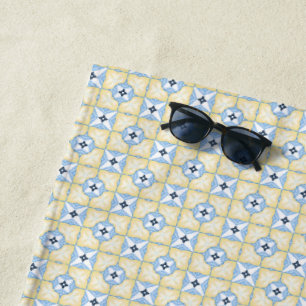 Serviette De Plage Carrelage jaune et bleu