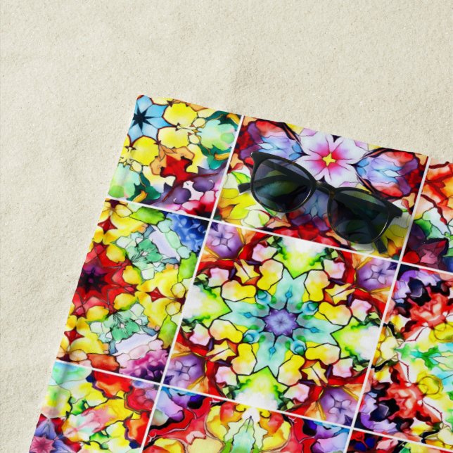 Serviette De Plage Carrelage méditerranéen, Carreaux d'encre d'alcool (En situation)