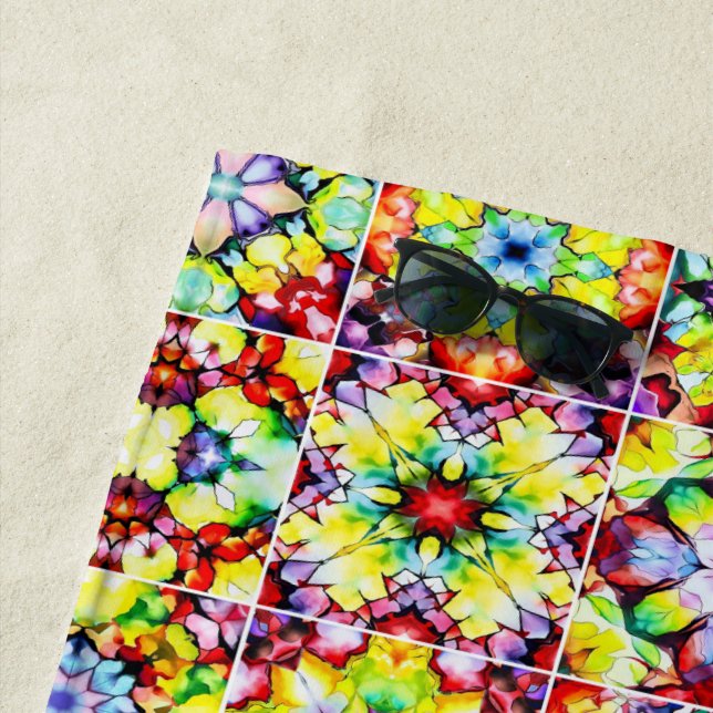 Serviette De Plage Carrelage méditerranéen, Carreaux d'encre d'alcool (En situation)