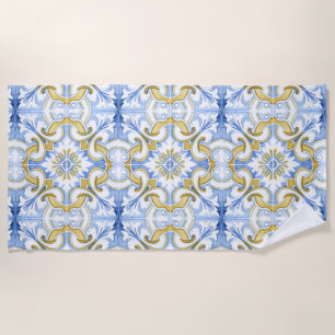 Serviette De Plage Carrelage méditerranéen, majolica, style sicilien 